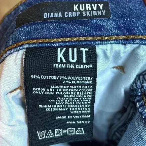 KUT from the Kloth Diana Kurvey Cropped Jeans Size 8 - Picture 4 of 7